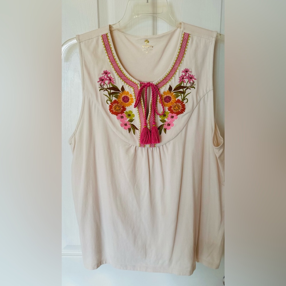Spartina 449 Sleeveless Embroidered Top